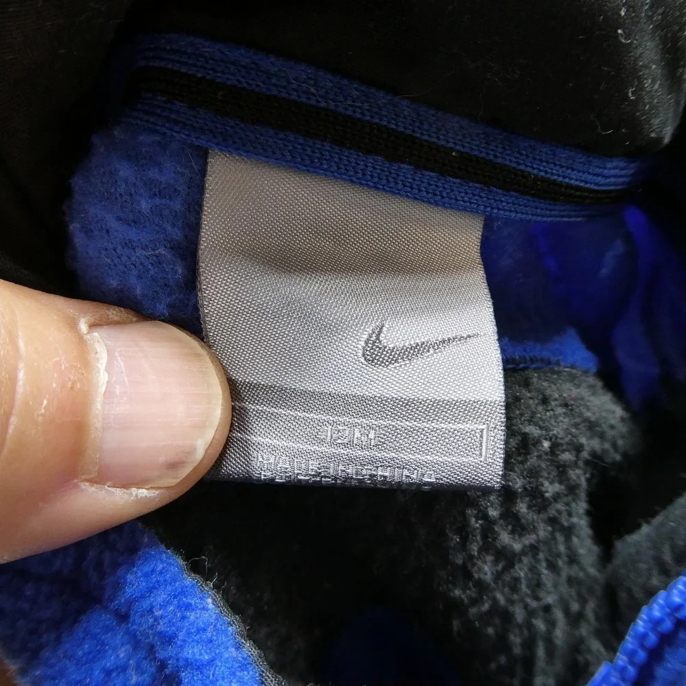Nike Fleece Pullover Infant 12M‎ Blue Black Quarter Zip Colorblock Embroidered